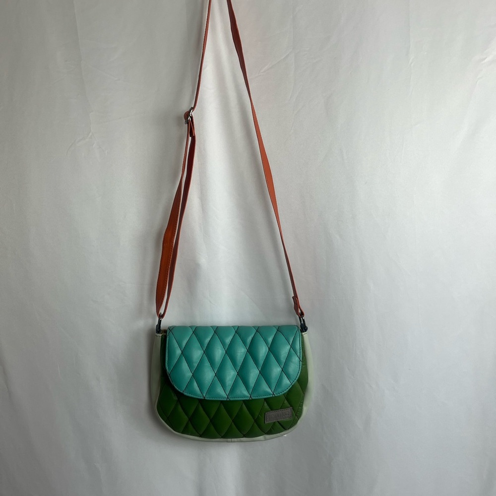 Soruka 
Quilted Green & Teal Crossbody Bag 
Women's Shoulder Bag 11W X 9H X 2D